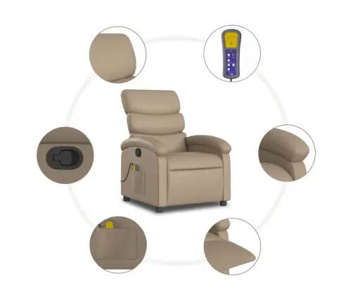 Masāžas Krēsls, Atgāžams, Kapučīno Krāsas Mākslīgā Āda Vidaxl