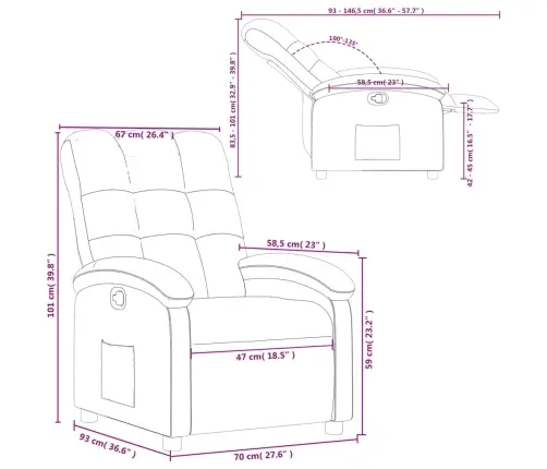 Atpūtas Krēsls, Atgāžams, Melns Audums Vidaxl