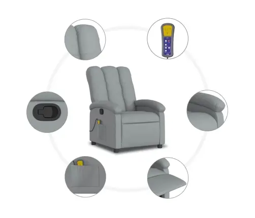 Masāžas Krēsls, Atgāžams, Gaiši Pelēks Audums Vidaxl