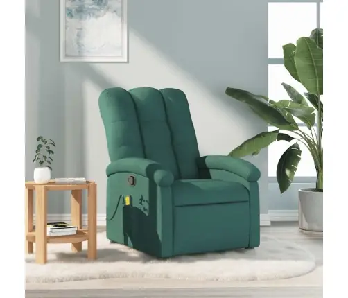 Masāžas Krēsls, Atgāžams, Tumši Zaļš Audums Vidaxl