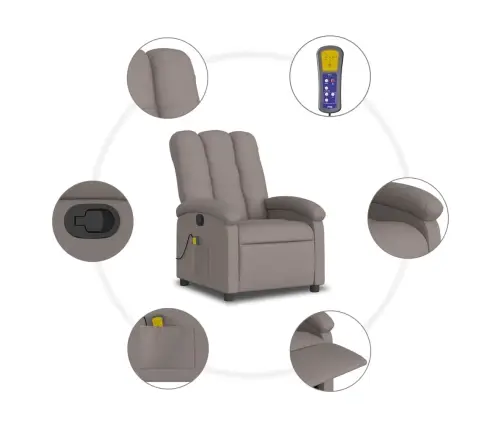 Masāžas Krēsls, Atgāžams, Pelēkbrūns Audums Vidaxl