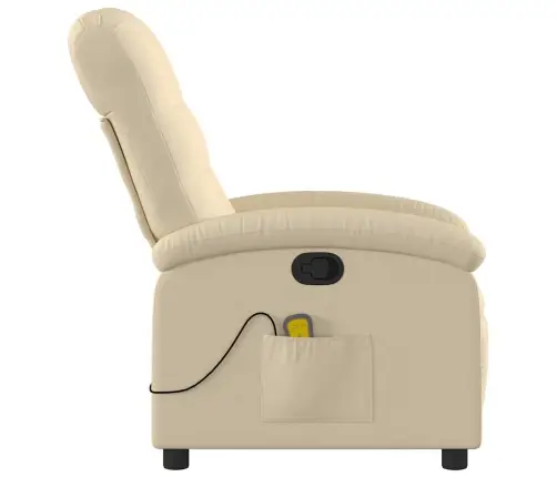 Masāžas Krēsls, Atgāžams, Krēmkrāsas Audums Vidaxl