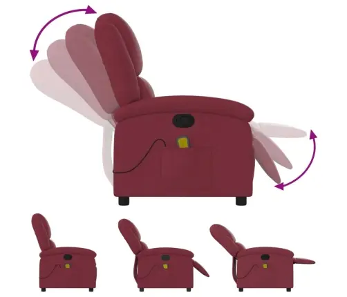Masāžas Krēsls, Atgāžams, Vīnsarkans Audums Vidaxl
