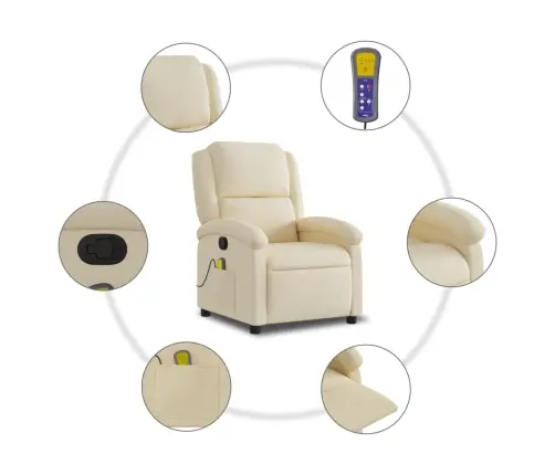 Masāžas Krēsls, Atgāžams, Krēmkrāsas Audums Vidaxl Masāžas Krēsls, Atgāžams, Krēmkrāsas Audums Vidaxl