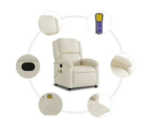 Masāžas Krēsls, Atgāžams, Krēmkrāsas Mākslīgā Āda Vidaxl