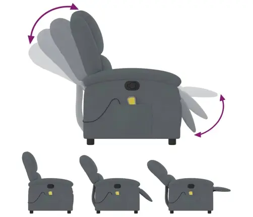 Masāžas Krēsls, Atgāžams, Tumši Pelēks Samts Vidaxl