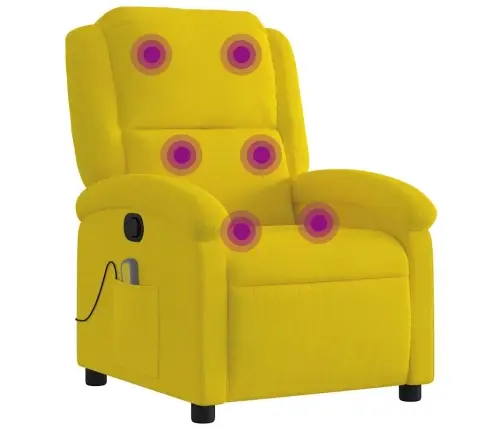 Atlošiamas Masažinis Krėslas, Geltonos Spalvos, Aksomas