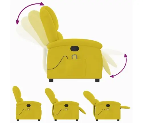 Atlošiamas Masažinis Krėslas, Geltonos Spalvos, Aksomas