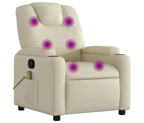 Masāžas Krēsls, Atgāžams, Krēmkrāsas Mākslīgā Āda Vidaxl