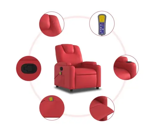 Masāžas Krēsls, Atgāžams, Sarkana Mākslīgā Āda Vidaxl