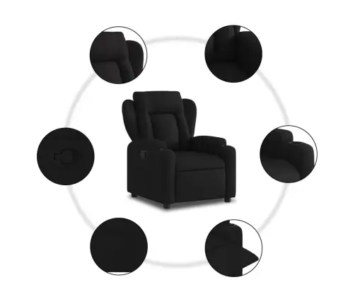 Atpūtas Krēsls, Atgāžams, Melns Audums Vidaxl Atpūtas Krēsls, Atgāžams, Melns Audums Vidaxl