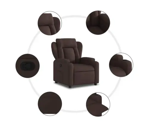 Atpūtas Krēsls, Atgāžams, Tumši Brūns Audums Vidaxl