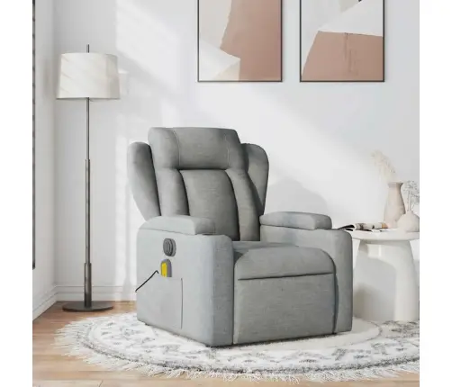 Atlošiamas Masažinis Krėslas, Šviesiai Pilkos Spalvos, Audinys