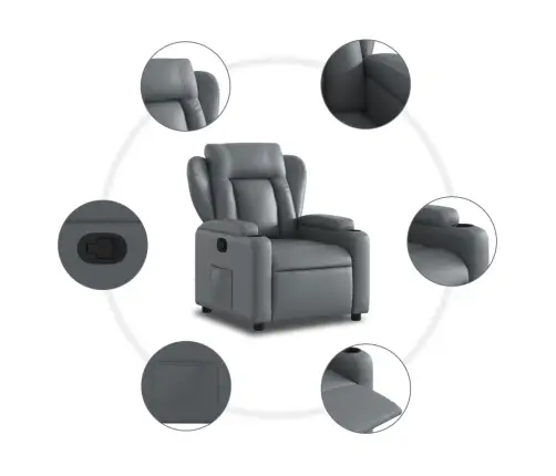 Atpūtas Krēsls, Atgāžams, Pelēka Mākslīgā Āda Vidaxl