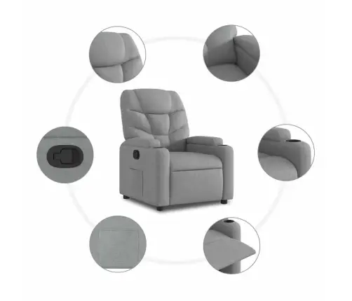 Atpūtas Krēsls, Atgāžams, Gaiši Pelēks Audums Vidaxl
