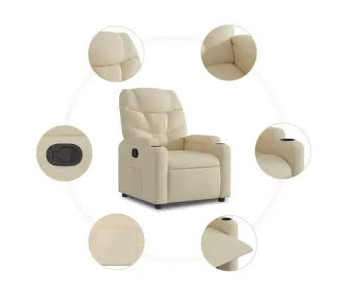 Atlošiamas Krėslas, Kreminės Spalvos, Audinys