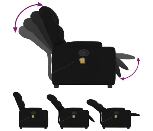 Atlošiamas Masažinis Krėslas, Juodos Spalvos, Audinys