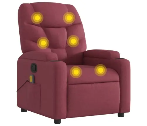 Atlošiamas Masažinis Krėslas, Raudonojo Vyno Spalvos, Audinys