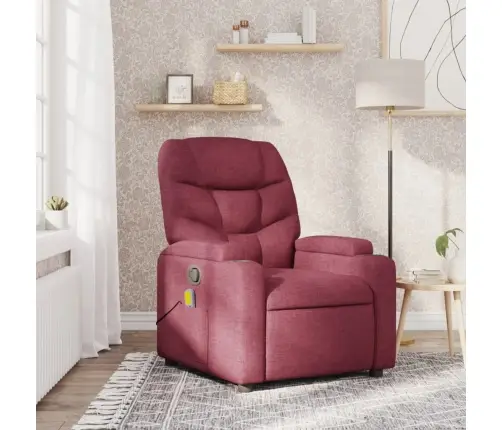 Atlošiamas Masažinis Krėslas, Raudonojo Vyno Spalvos, Audinys