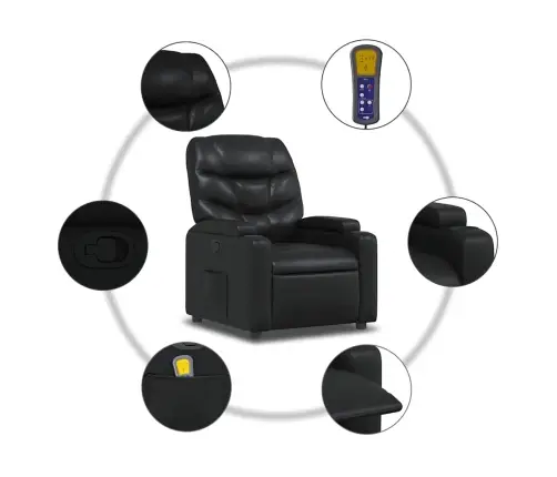 Atlošiamas Masažinis Krėslas, Juodos Spalvos, Dirbtinė Oda Atlošiamas Masažinis Krėslas, Juodos Spalvos, Dirbtinė Oda