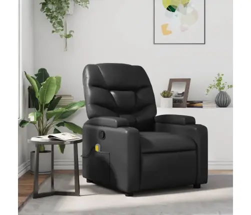 Atlošiamas Masažinis Krėslas, Juodos Spalvos, Dirbtinė Oda Atlošiamas Masažinis Krėslas, Juodos Spalvos, Dirbtinė Oda