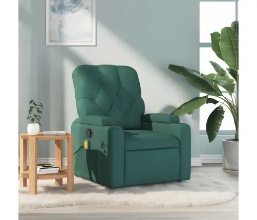 Masāžas Krēsls, Atgāžams, Tumši Zaļš Audums Vidaxl