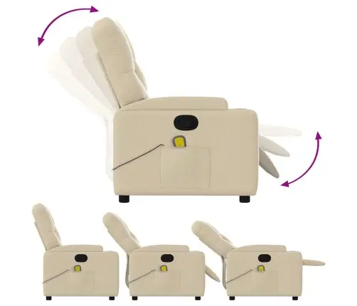 Masāžas Krēsls, Atgāžams, Krēmkrāsas Audums Vidaxl Masāžas Krēsls, Atgāžams, Krēmkrāsas Audums Vidaxl