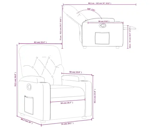 Atpūtas Krēsls, Atgāžams, Sarkana Mākslīgā Āda Vidaxl