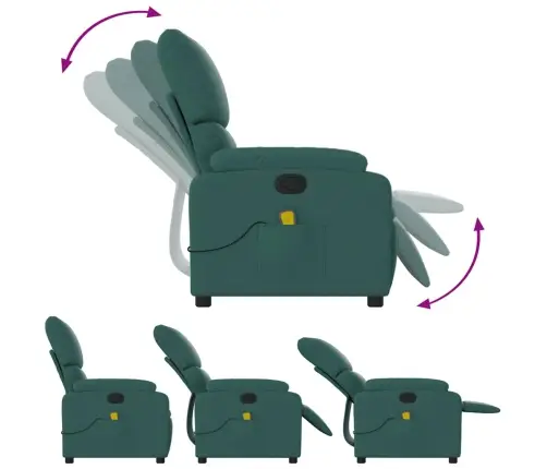 Masāžas Krēsls, Atgāžams, Tumši Zaļš Audums Vidaxl