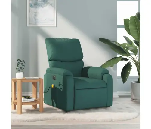 Masāžas Krēsls, Atgāžams, Tumši Zaļš Audums Vidaxl