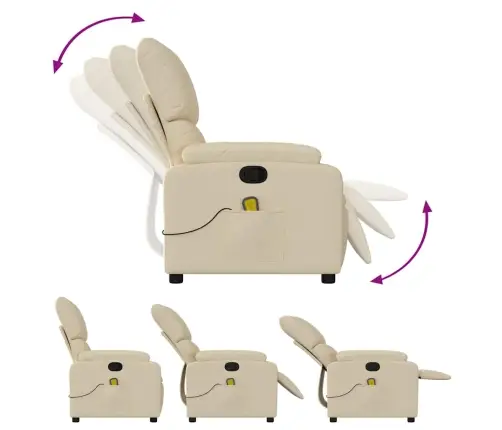 Masāžas Krēsls, Atgāžams, Krēmkrāsas Audums Vidaxl