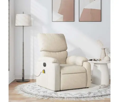 Masāžas Krēsls, Atgāžams, Krēmkrāsas Audums Vidaxl