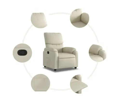Atpūtas Krēsls, Atgāžams, Krēmkrāsas Mākslīgā Āda Vidaxl