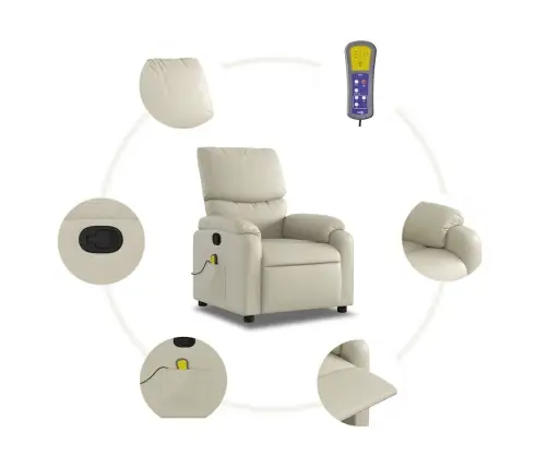 Masāžas Krēsls, Atgāžams, Krēmkrāsas Mākslīgā Āda Vidaxl