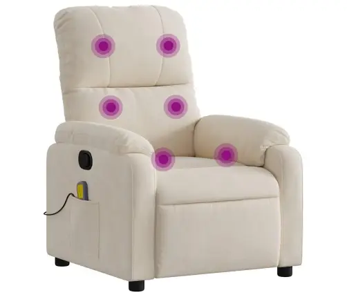 Masāžas Krēsls, Atgāžams, Bēšs Mikrošķiedras Audums Vidaxl