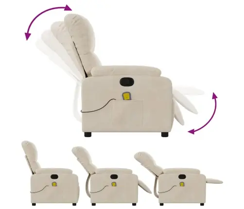 Masāžas Krēsls, Atgāžams, Bēšs Mikrošķiedras Audums Vidaxl