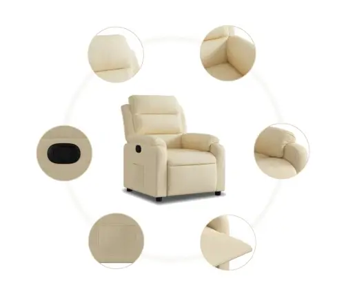 Atpūtas Krēsls, Atgāžams, Krēmkrāsas Audums Vidaxl Atpūtas Krēsls, Atgāžams, Krēmkrāsas Audums Vidaxl