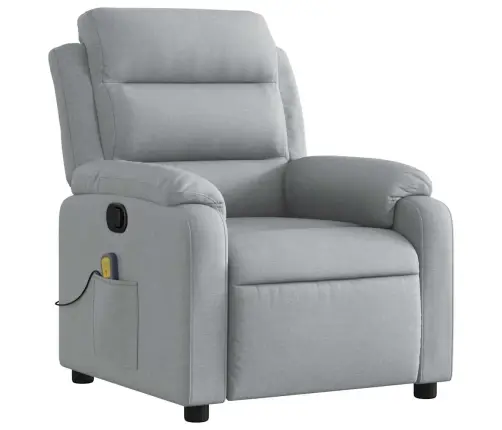 Atlošiamas Masažinis Krėslas, Šviesiai Pilkos Spalvos, Audinys