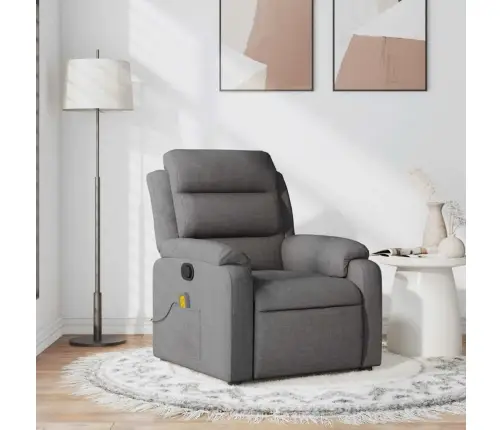 Atlošiamas Masažinis Krėslas, Tamsiai Pilkos Spalvos, Audinys