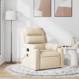 Masāžas Krēsls, Atgāžams, Krēmkrāsas Audums Vidaxl