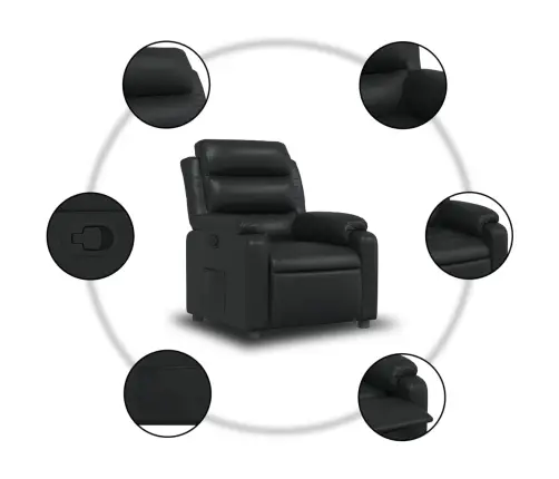 Atpūtas Krēsls, Atgāžams, Melna Mākslīgā Āda Vidaxl