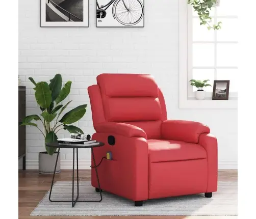 Atlošiamas Masažinis Krėslas, Raudonos Spalvos, Dirbtinė Oda