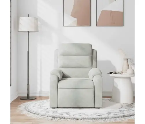 Atlošiamas Masažinis Krėslas, Šviesiai Pilkos Spalvos, Aksomas