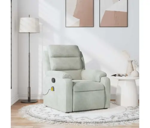 Atlošiamas Masažinis Krėslas, Šviesiai Pilkos Spalvos, Aksomas