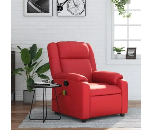 Atlošiamas Masažinis Krėslas, Raudonos Spalvos, Dirbtinė Oda