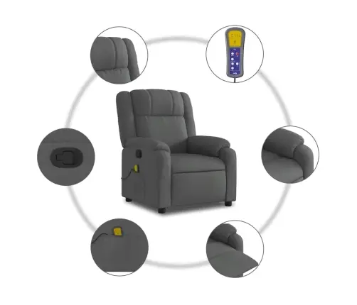 Masāžas Krēsls, Atgāžams, Tumši Pelēks Audums Vidaxl Masāžas Krēsls, Atgāžams, Tumši Pelēks Audums Vidaxl