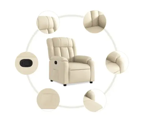 Atpūtas Krēsls, Atgāžams, Krēmkrāsas Audums Vidaxl