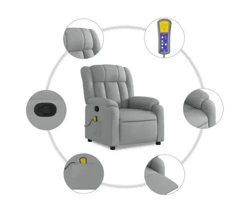 Atlošiamas Masažinis Krėslas, Šviesiai Pilkos Spalvos, Audinys