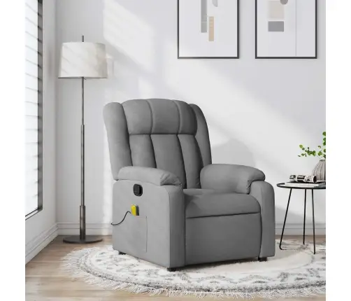 Atlošiamas Masažinis Krėslas, Šviesiai Pilkos Spalvos, Audinys