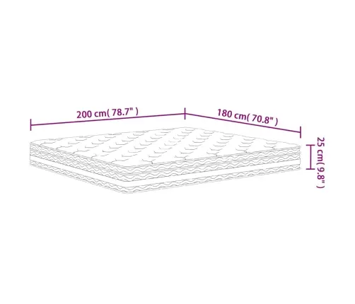 Atsperu Matracis, Medium, 180X200 Cm Vidaxl